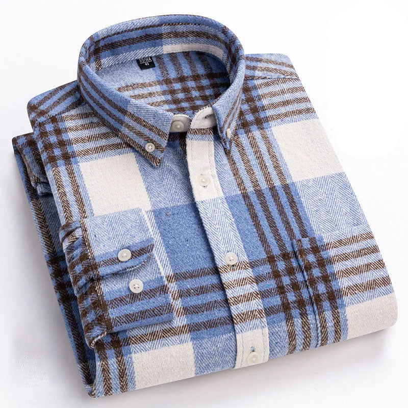 Camicia in flanella comfort quotidiana da uomo | Stile versatile con bottoni