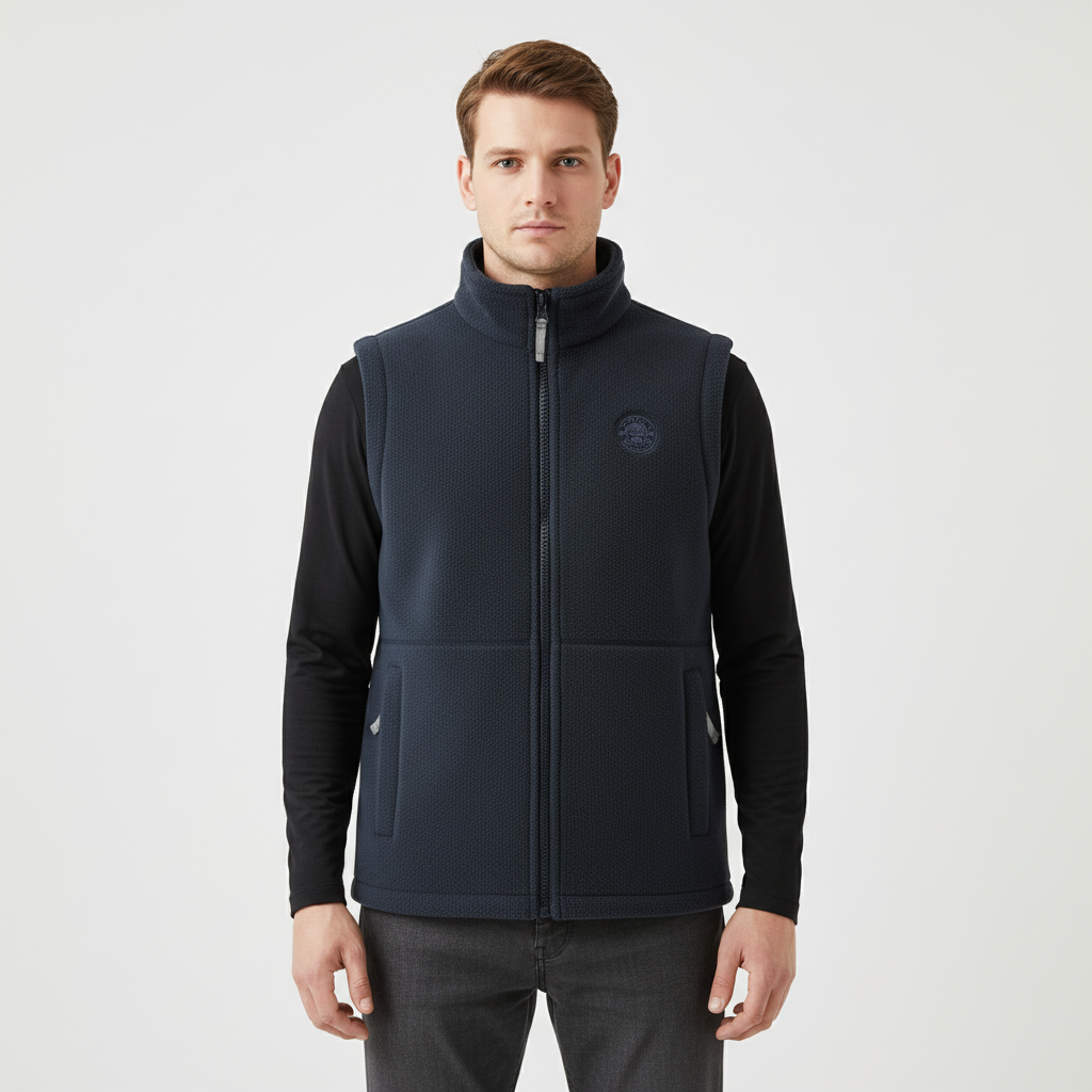 Gilet da esterno in pile da uomo con tasche con cerniera