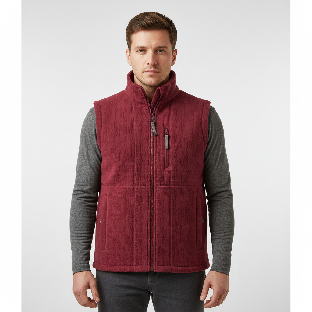 Gilet da esterno in pile da uomo con tasche con cerniera