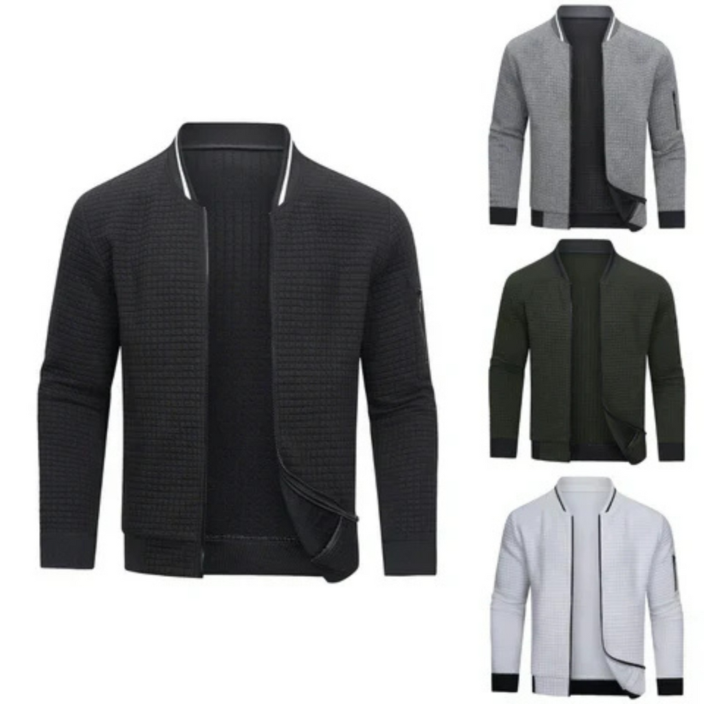 Cardigan a griglia con zip intera da uomo | Stile e comfort senza sforzo