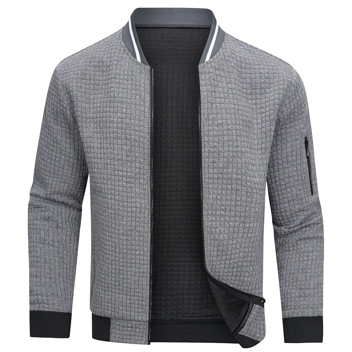 Cardigan a griglia con zip intera da uomo | Stile e comfort senza sforzo