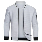Cardigan a griglia testurizzato con zip intera da uomo