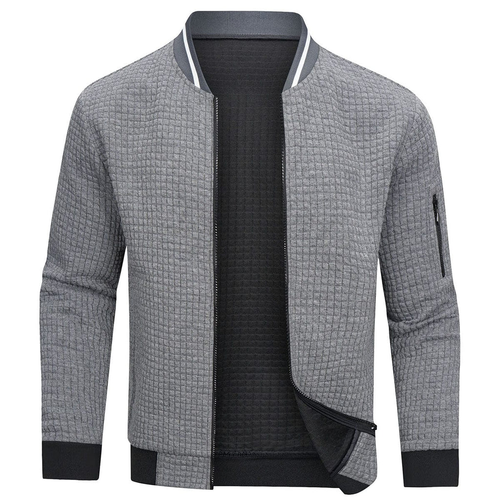 Cardigan a griglia testurizzato con zip intera da uomo