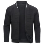 Cardigan a griglia testurizzato con zip intera da uomo