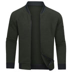 Cardigan a griglia testurizzato con zip intera da uomo