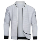 Cardigan a griglia strutturato con zip intera da uomo per uno stile disinvolto