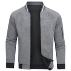 Cardigan a griglia strutturato con zip intera da uomo per uno stile disinvolto