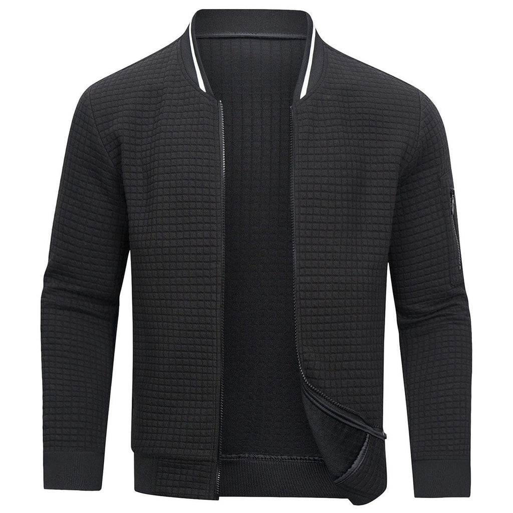 Cardigan a griglia strutturato con zip intera da uomo per uno stile disinvolto