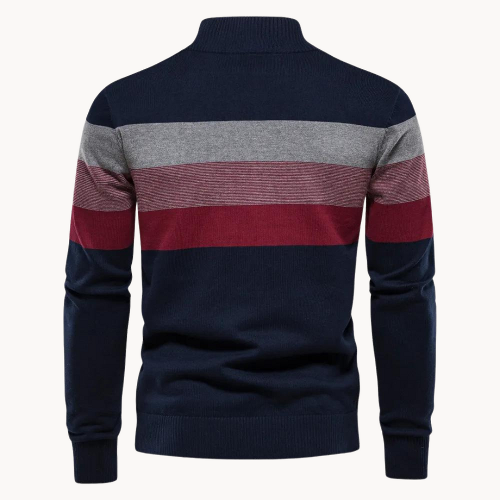 Maglione lavorato a maglia con mezza zip da uomo con strisce vivaci
