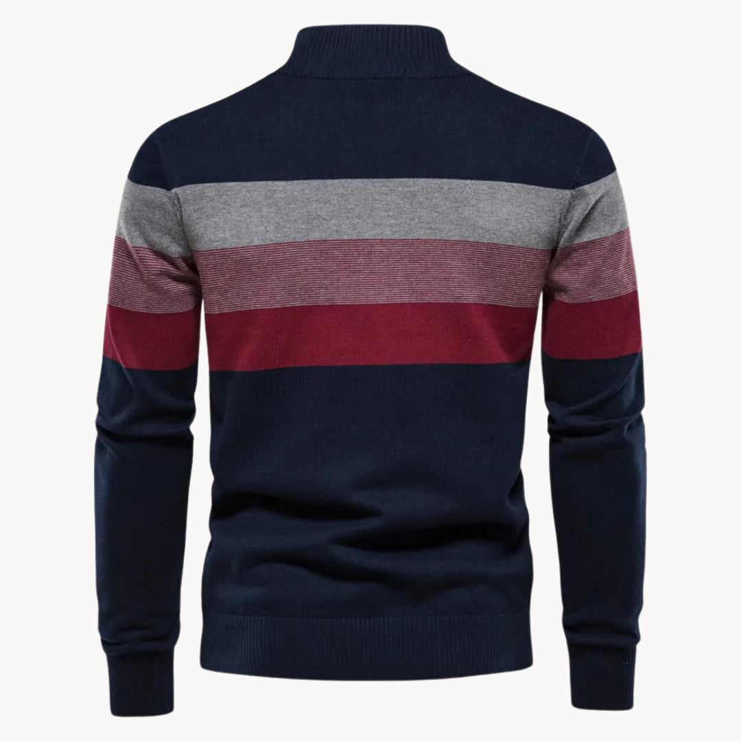 Maglione lavorato a maglia con mezza zip da uomo con strisce vivaci