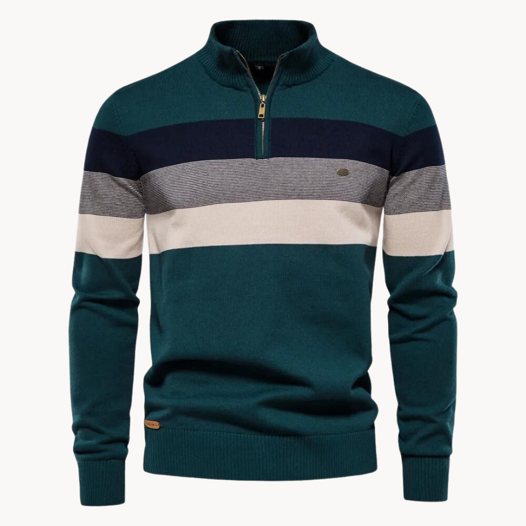 Maglione lavorato a maglia con mezza zip da uomo con strisce vivaci