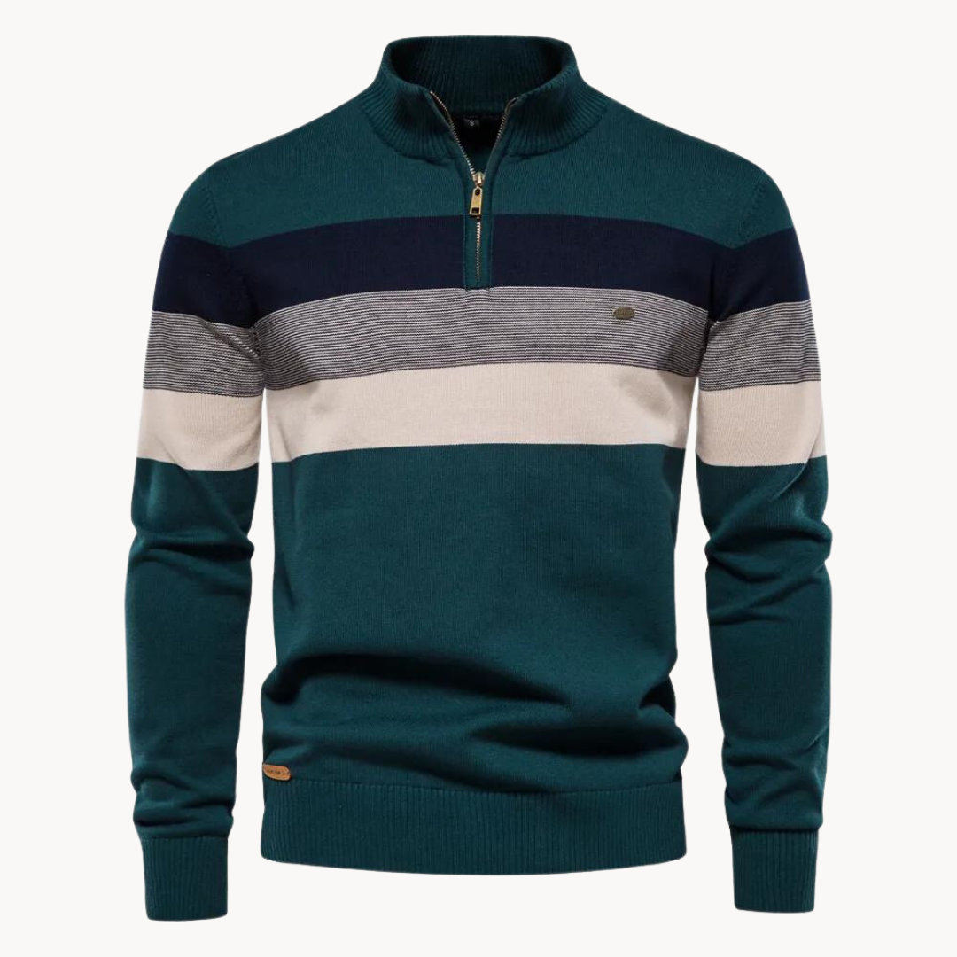 Maglione lavorato a maglia con mezza zip da uomo con strisce vivaci