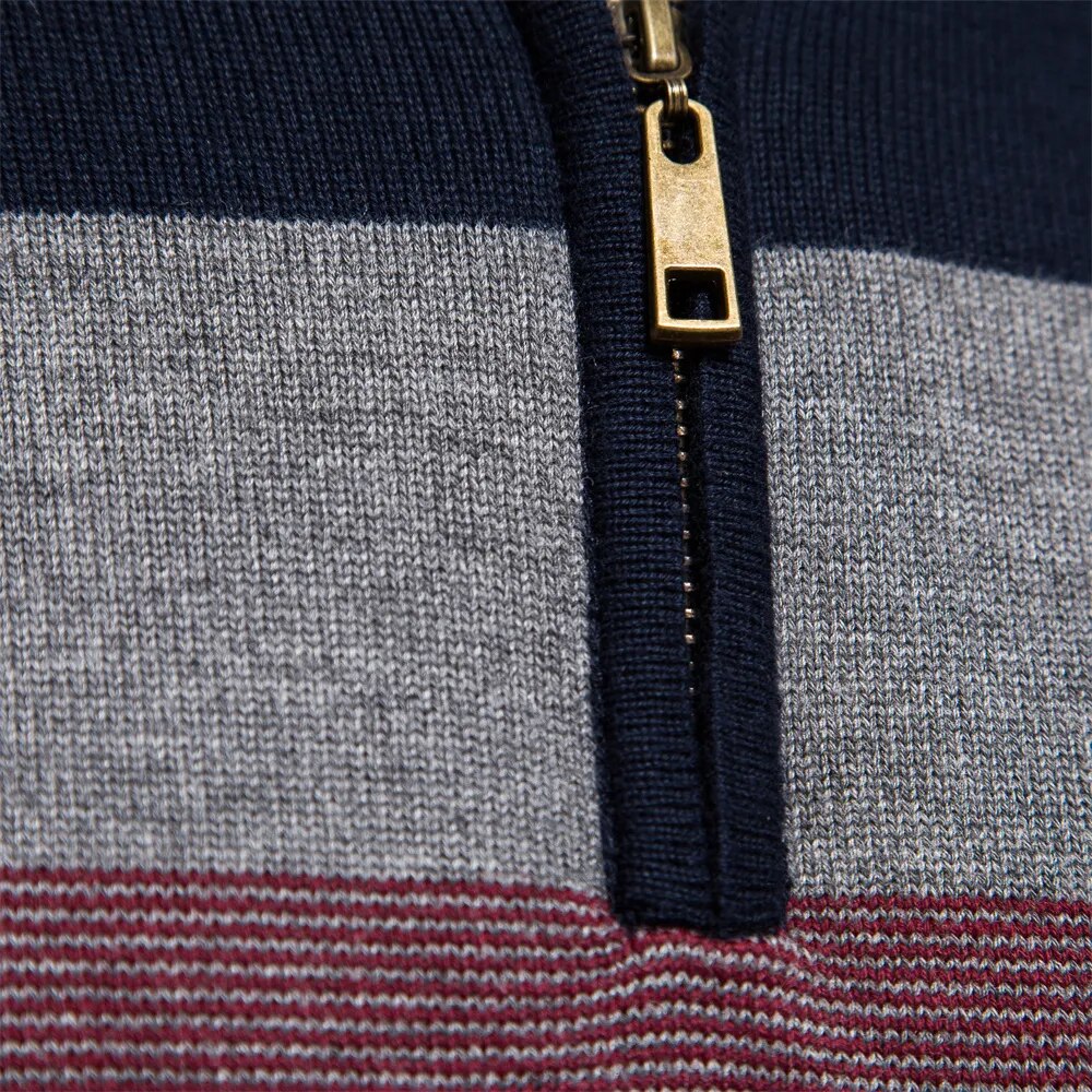 Maglione lavorato a maglia con mezza zip da uomo con strisce vivaci