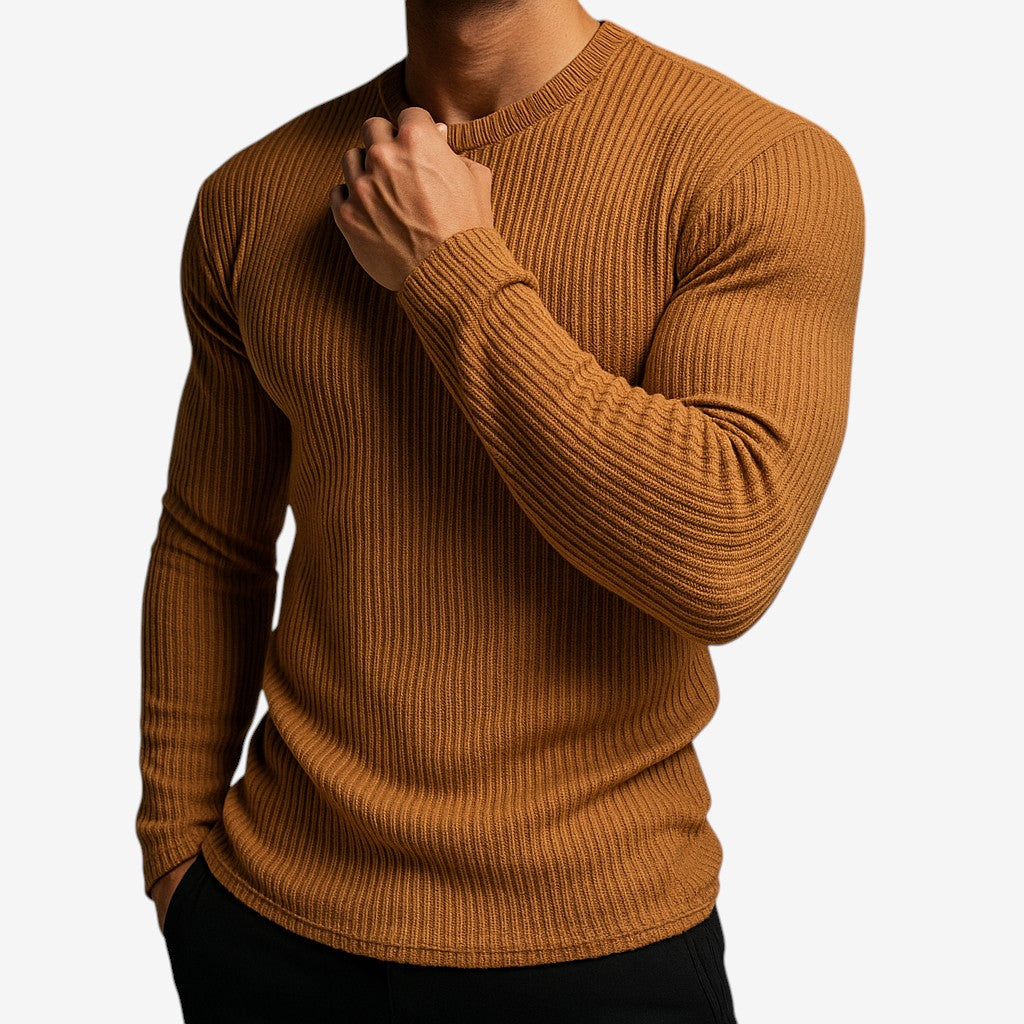 Maglione a righe girocollo a maniche lunghe da uomo