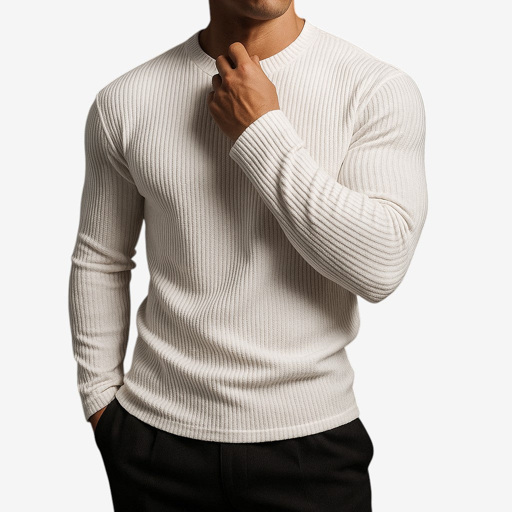 Maglione a righe girocollo a maniche lunghe da uomo