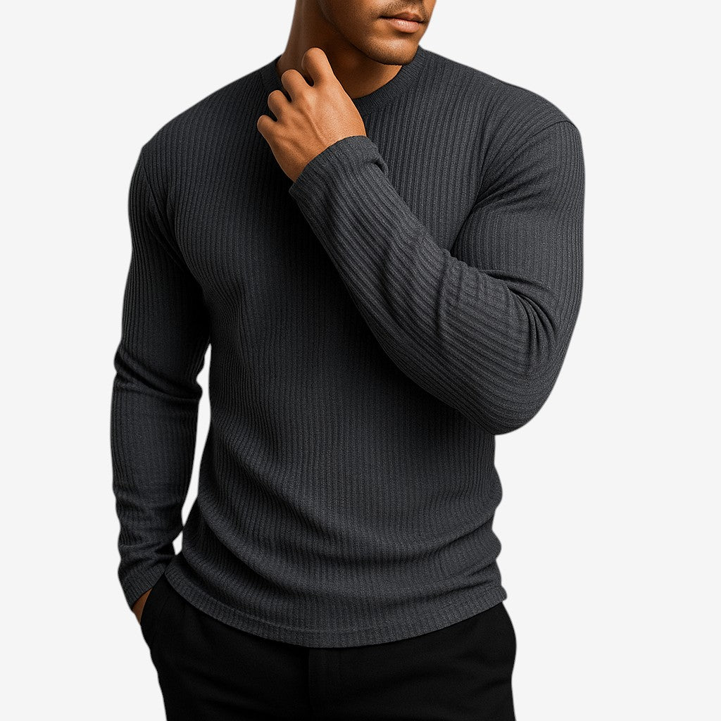 Maglione a righe girocollo a maniche lunghe da uomo