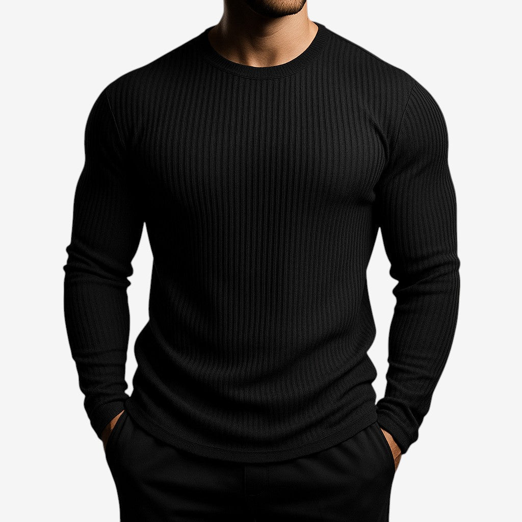 Maglione a righe girocollo a maniche lunghe da uomo
