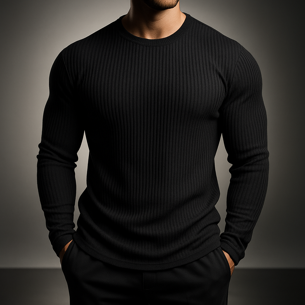 Maglione a righe girocollo a maniche lunghe da uomo