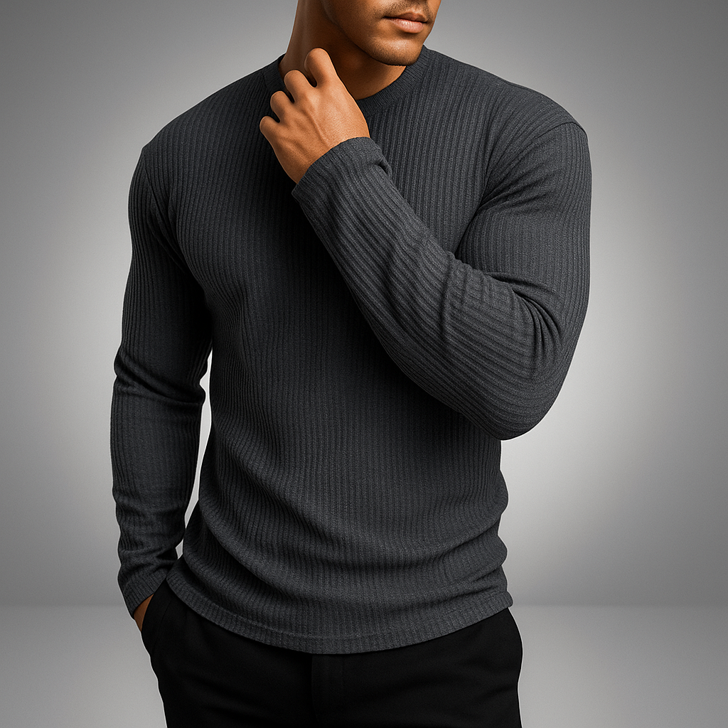 Maglione a righe girocollo a maniche lunghe da uomo