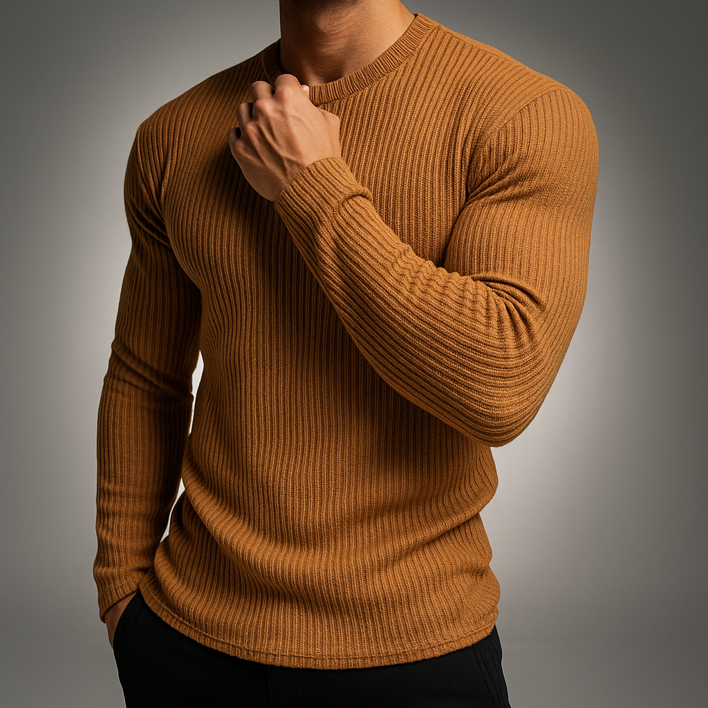 Maglione a righe girocollo a maniche lunghe da uomo