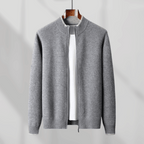 Lussuoso cardigan con cerniera morbida da uomo