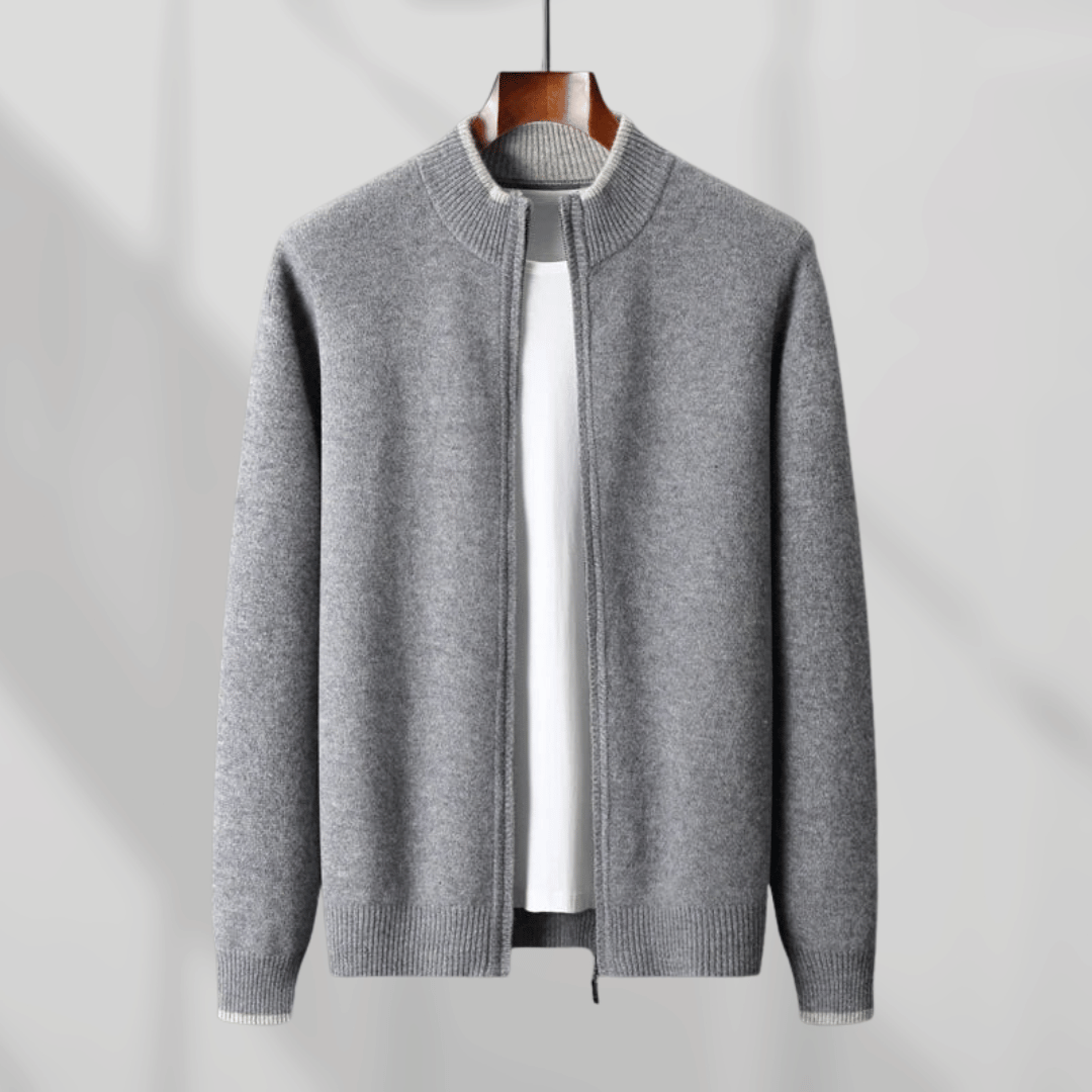Lussuoso cardigan con cerniera morbida da uomo