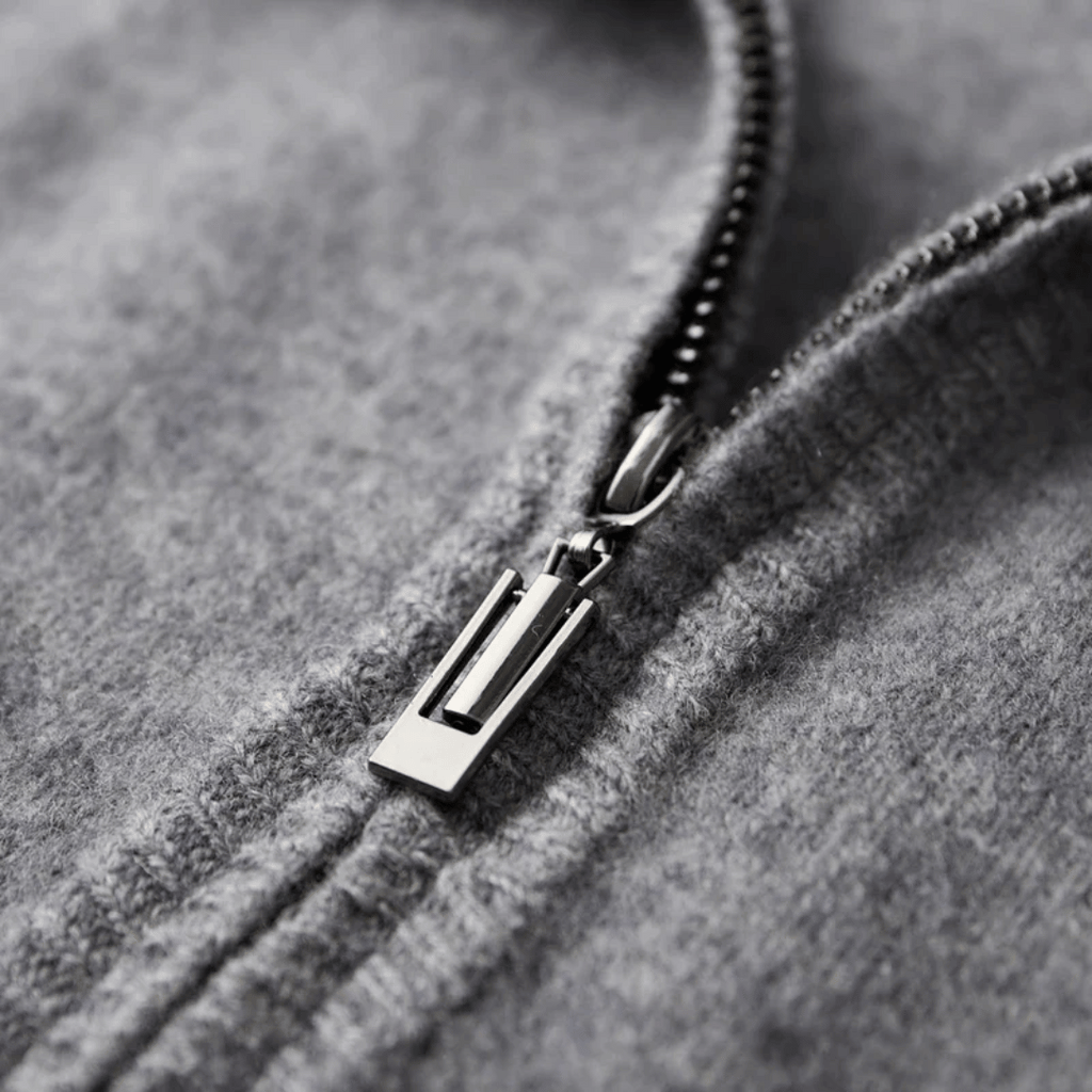 Lussuoso cardigan con cerniera morbida da uomo