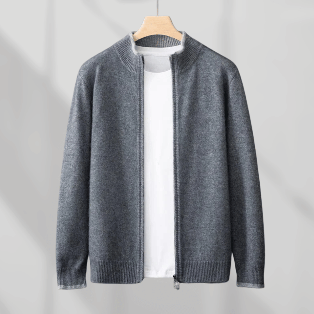 Lussuoso cardigan con cerniera morbida da uomo