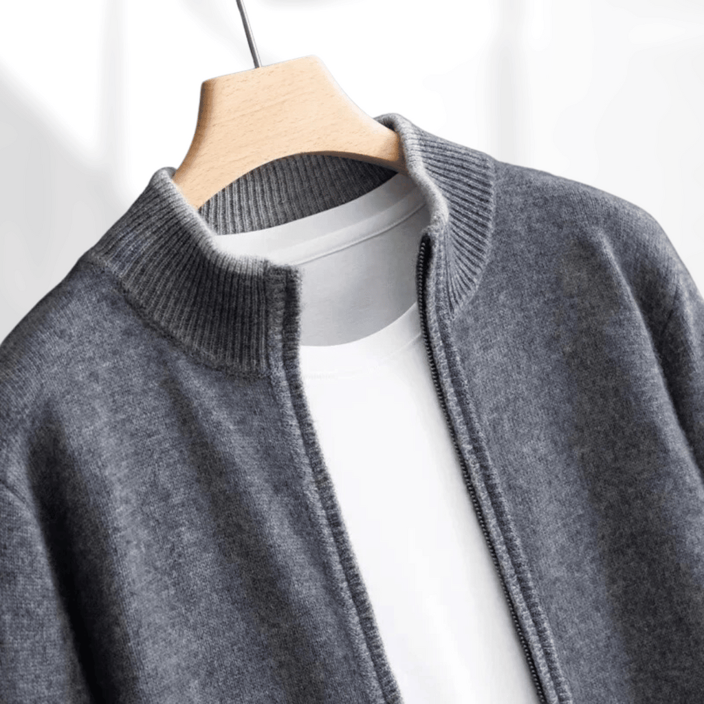 Lussuoso cardigan con cerniera morbida da uomo