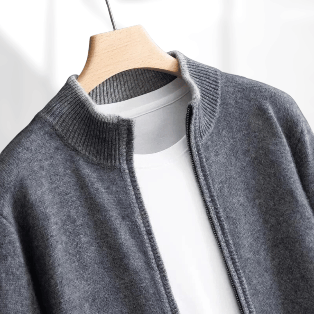 Lussuoso cardigan con cerniera morbida da uomo