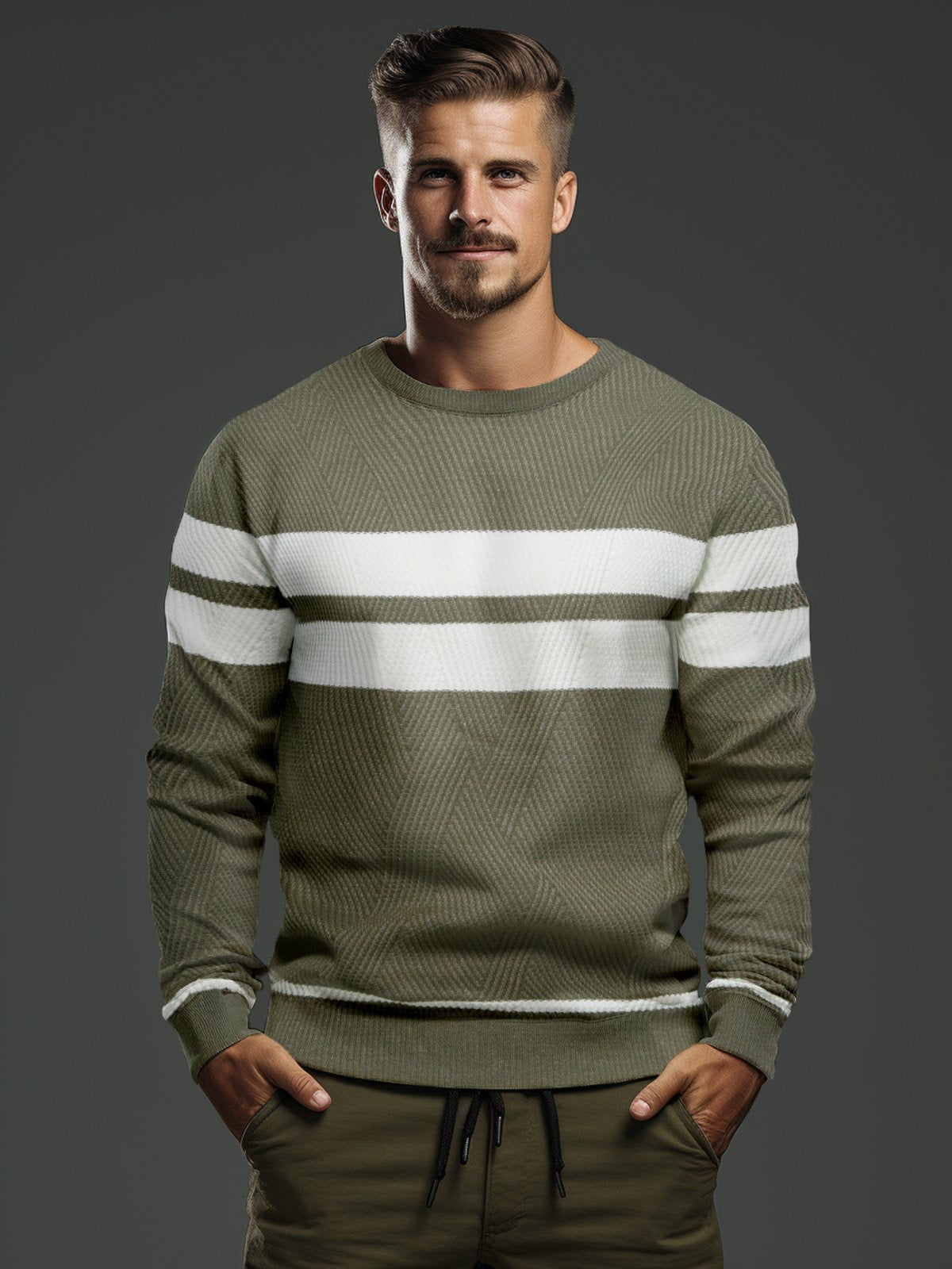 Maglione girocollo a righe da uomo: moderno e confortevole