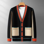 Cardigan da uomo aperto sul davanti con finiture a contrasto
