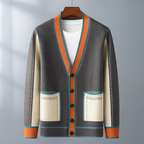 Cardigan da uomo aperto sul davanti con finiture a contrasto