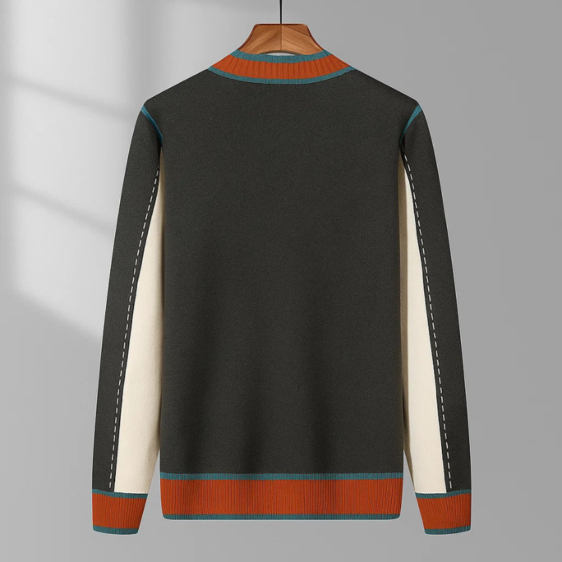 Cardigan da uomo aperto sul davanti con finiture a contrasto