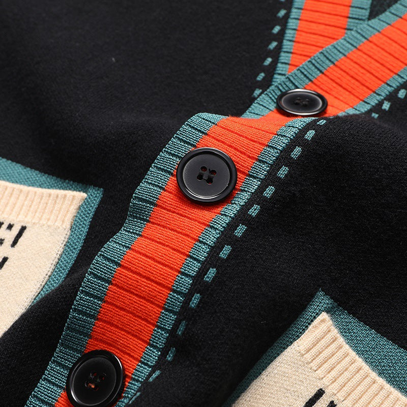 Cardigan da uomo aperto sul davanti con finiture a contrasto