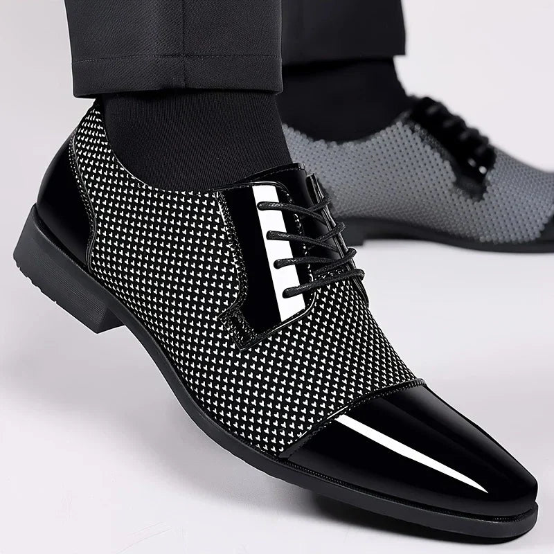 Scarpe eleganti Oxford in maglia fantasia da uomo