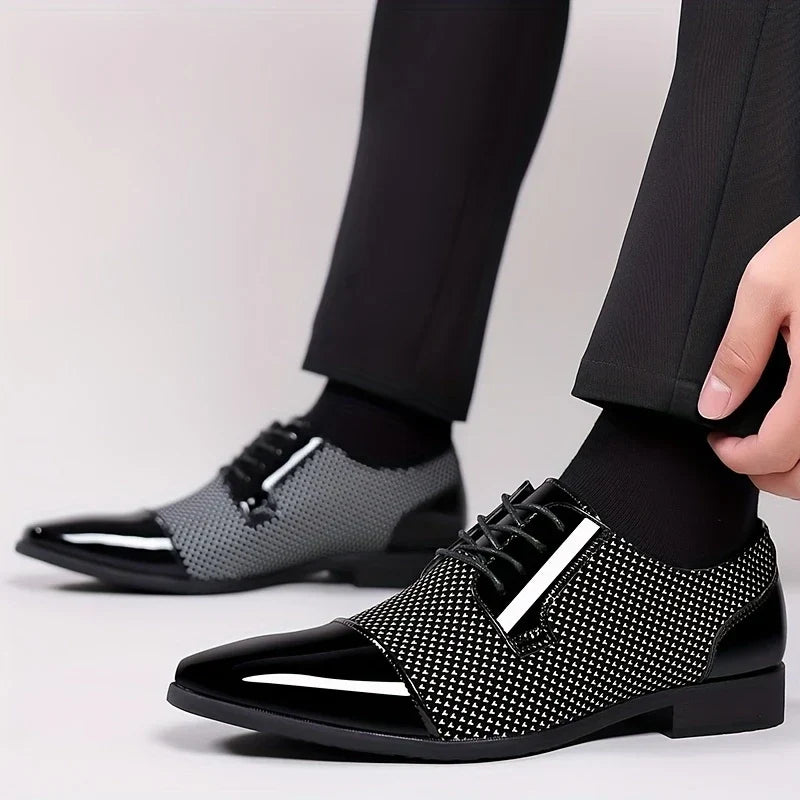 Scarpe eleganti Oxford in maglia fantasia da uomo