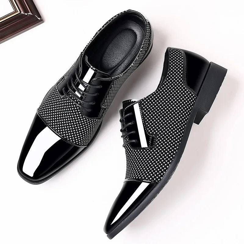 Scarpe eleganti Oxford in maglia fantasia da uomo