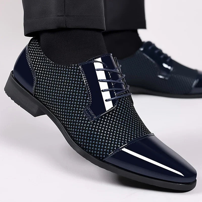 Scarpe eleganti Oxford in maglia fantasia da uomo