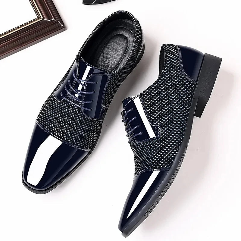 Scarpe eleganti Oxford in maglia fantasia da uomo