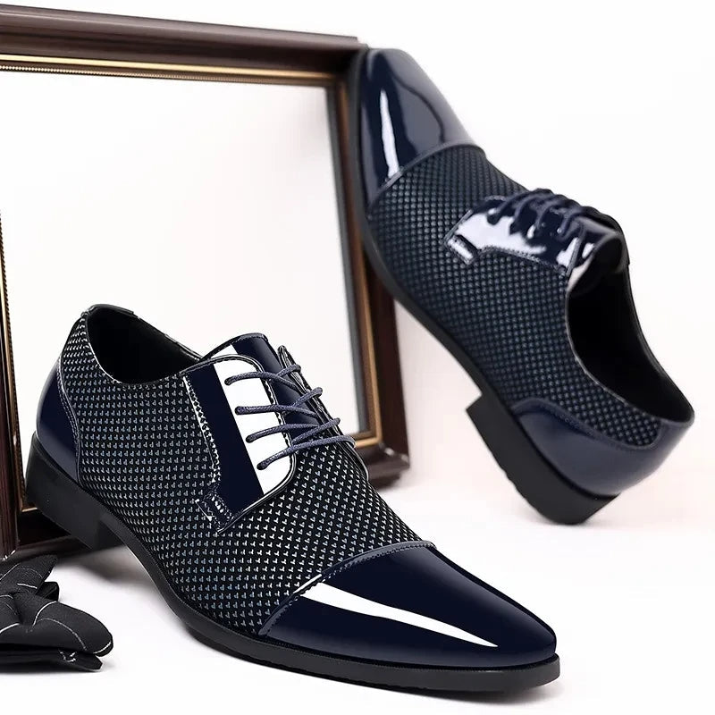 Scarpe eleganti Oxford in maglia fantasia da uomo