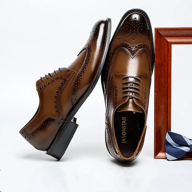 Scarpe eleganti Oxford brogue in pelle premium da uomo