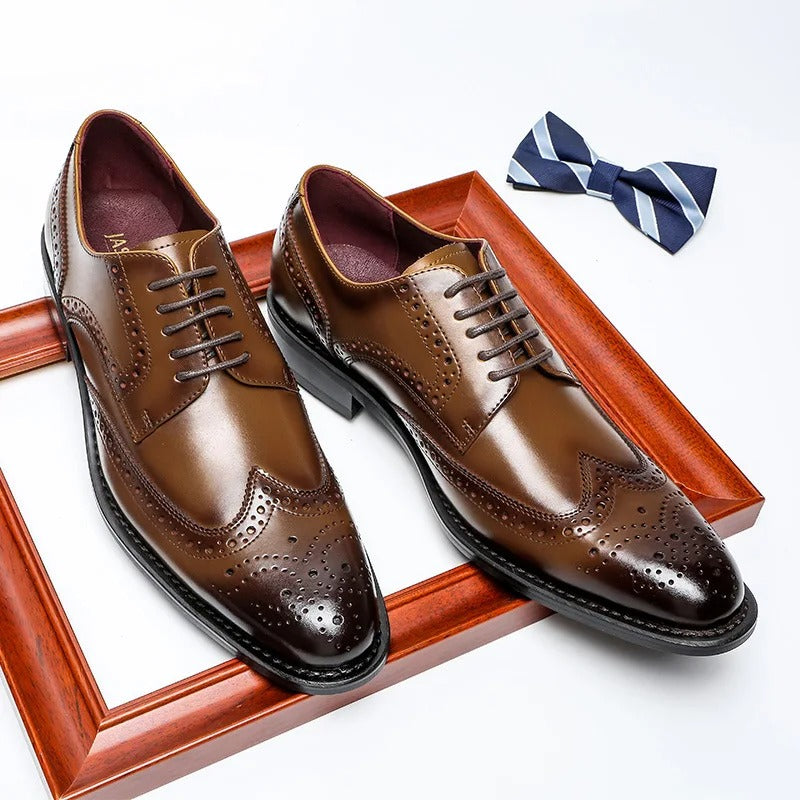 Scarpe eleganti Oxford brogue in pelle premium da uomo