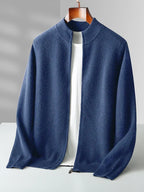 Raffinato cardigan a strati con zip frontale da uomo