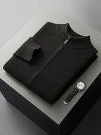 Raffinato cardigan a strati con zip frontale da uomo