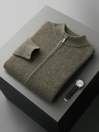 Raffinato cardigan a strati con zip frontale da uomo