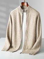 Raffinato cardigan a strati con zip frontale da uomo