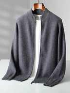 Raffinato cardigan a strati con zip frontale da uomo