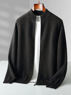 Raffinato cardigan a strati con zip frontale da uomo