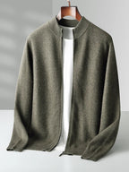 Raffinato cardigan a strati con zip frontale da uomo